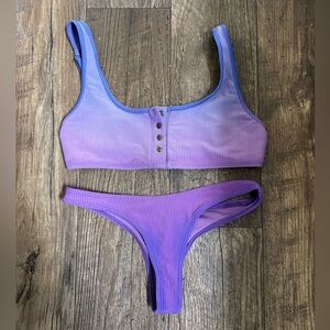 Frankie’s bikinis bikini set. Ombre Purple. Small. Alana top. Skimpy bottoms.
